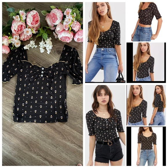 Free People Tops - Free People Bosanova Cropped Top - Black